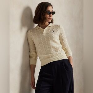 Ralph lauren Cable-Knit Wool-Cashmere Polo Sweater